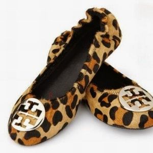 Tory Burch Leopard Reva Ballet flats 8.5 gold